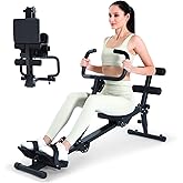 Sportneer Foldable Rowing Machine for Home, Hydraulic Rowing Machine with 12-Level Resistance - Multi Functional Row Machine Equipped with Caster & Backrest, Max 297lbs Weight Load