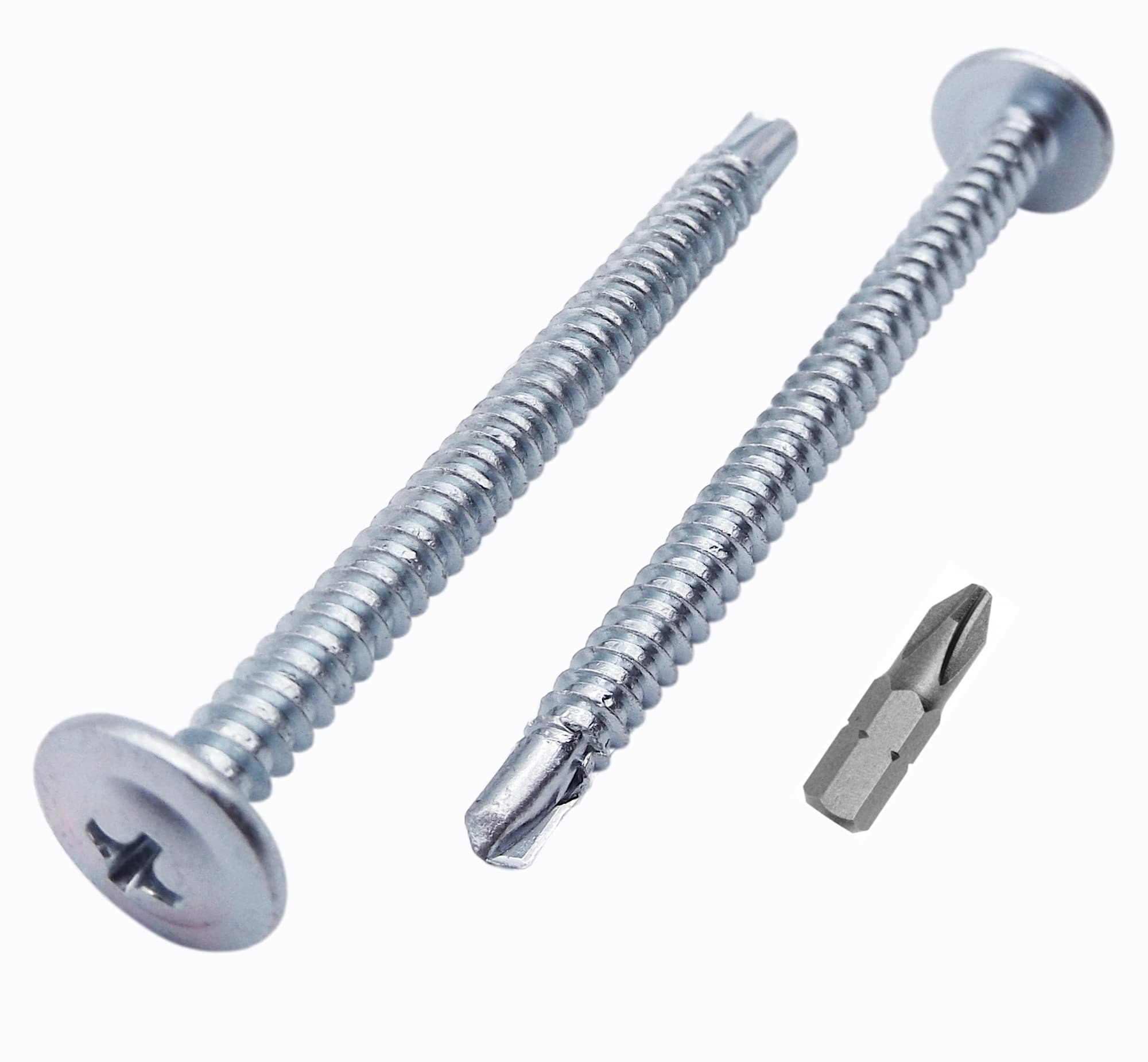 (Pack of 60 pcs) Zinc Plated Steel 4.2 x 60 mm Screws, Phillips Modified Truss Head, Self-Drilling Sheet Metal Screw, Self Tapping (60, 4.2 x 60 mm)