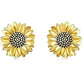 URONE Rose/Sunflower/Leaf Earrings 925 Sterling Silver Stud Earrings Jewelry Gifts for Women