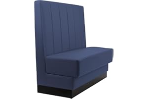 FACTORY DIRECT PARTNERS FDP Six-Channel Single-Sided Two Person Commercial-Grade Durable Vinyl Restaurant Booth Seat; Heavy-Duty Wall-Flush Boutique Design for Diner, Lounge and Cafeteria Seating, Fully Assembled - Navy