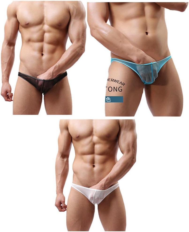iYunyi Men's Transparent Mesh Sheer See Through Briefs Underwear