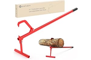 Yesker 51" Cant Hook for Log Roller Logging Tools with Adjustable Steel Cant Hooks Rubber Grip Heavy Duty Timberjack Log Lifter Mover Jack Firewood Tools for Rolling Raising up to 15" Diameter, Red