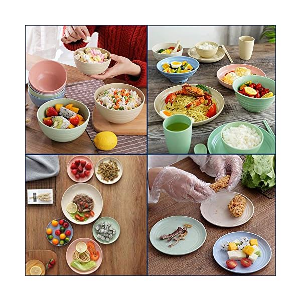 20-Pieces-Wheat-Straw-Dinnerware-Sets-Lightweight-Plates-Bowls-Spoon-and-Fork-Set-Unbreakable-Tableware-Set-for-Picnic-Party-BBQ-Wedding-Camping-B6 20 Pieces Wheat Straw Dinnerware Sets, Lightweight Plates Bowls Spoon and Fork Set, Unbreakable Tableware Set for Picnic Party BBQ Wedding Camping (B6)