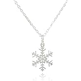 Dote Dainty Snowflake Pendant Genuine .925 Sterling Silver Necklace 16-18 Adjustable Chain
