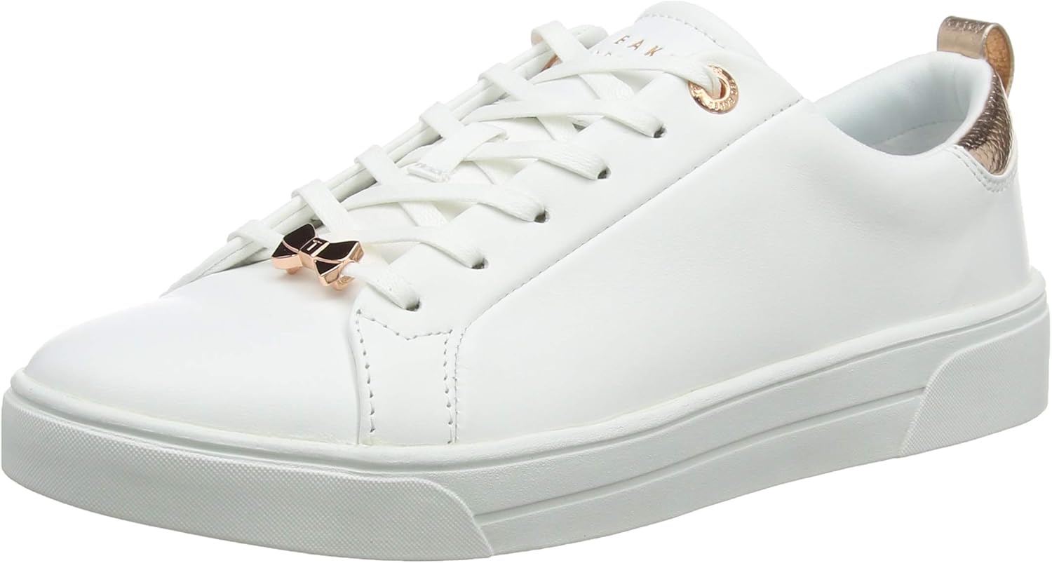 ted baker white leather trainers with rose gold