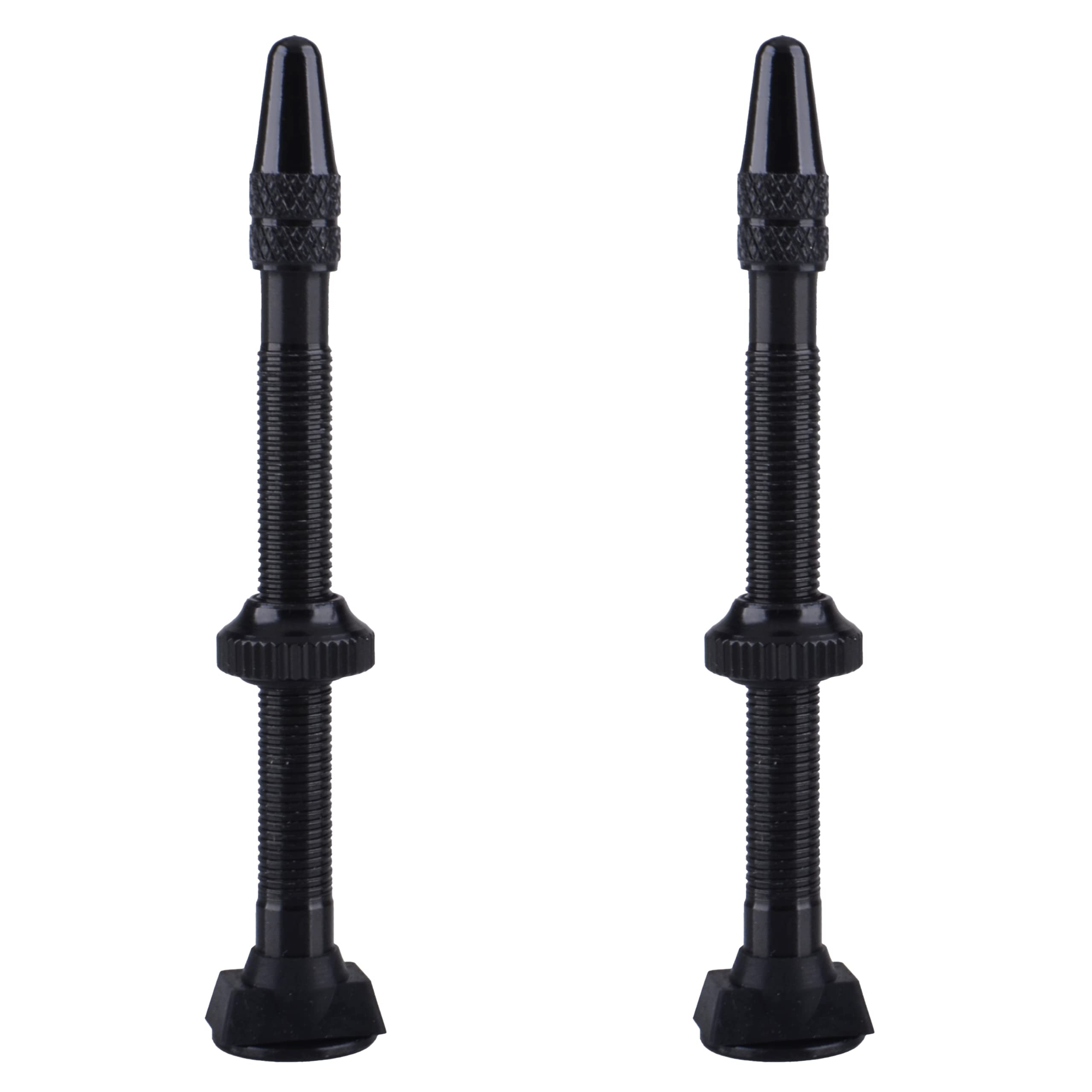 Azarxis Tubeless Presta Valve MTB Stem 40mm / 60mm with Valve Core Cycling Valve Caps for Bicycle Cycling Road Bike Mountain Bike, 1 Pair (Black - 60mm)