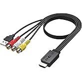 AUTOUTLET RCA to HDMI Converter with Aspect Ratio Switch (4:3/16:9), 1080P/720P AV to HDMI Composite CVBS Video Audio Adapter Supports PAL/NTSC for Wii/N64/PS2