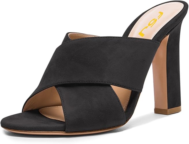 brown high heel mules