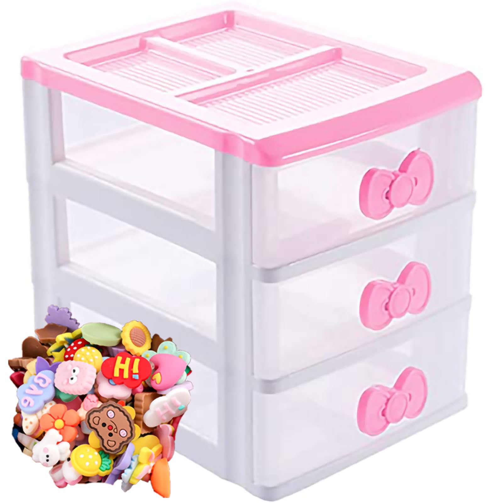 Photo 1 of BxuxJar 3 Drawer Storage Organizer Small Plastic Drawer Kawaii Pink Desk Organizer Drawer for Bathroom, Dorm, Desk, Office