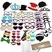 COOLOO Party Photo Booth Props, 60Pcs Props Kits for Birthday,Wedding,Reunion with Funny Hats,Mustache,Glasses Frames,Bowties