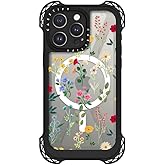 CASETiFY Ultra Bounce Case for iPhone 15 Pro Max [10x Military Grade Drop Tested / 32.8ft Drop Protection/Compatible with Magsafe] - Spring Botanicals 2 - Clear Black