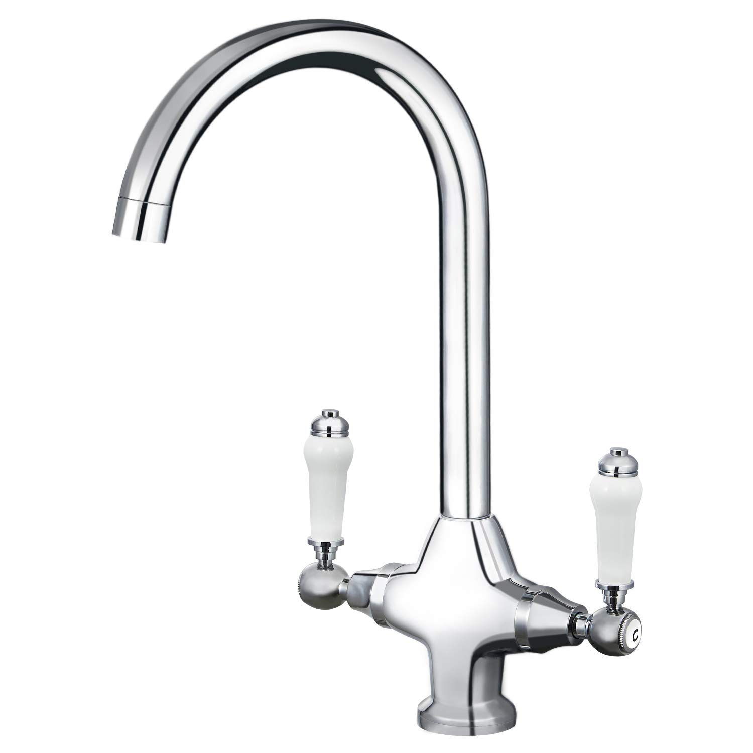 Funime Traditional Kitchen Sink Mixer Tap Elegant Ceramic Dual Lever Monobloc Swivel Spout Chrome Buy Online In El Salvador At Elsalvador Desertcart Com Productid