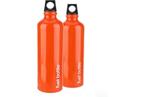 DANAIXZ 2-Pack 750ML Aluminum Fuel Bottles, Leak-Proof Gasoline Kerosene Storage Containers for Camping Hiking, Orange