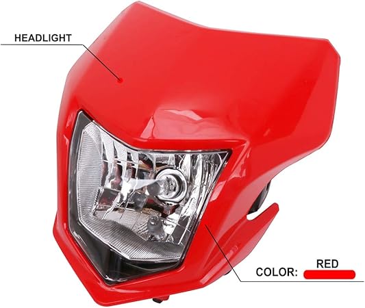 Amazon Fast Pro オフロード ヘッドライト Crf250l 13 19 Crf250la 17 19 に適用 カウル フロントマスク Led ライト 赤 バイク用フロントフェイス マスク 車 バイク