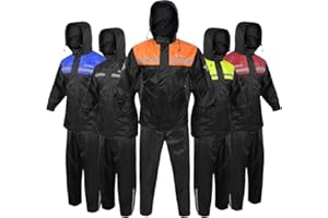 ALPHA CYCLE GEAR Rain Suit for Men & Women Jackets Pant Gear Reflective Rainsuit Waterproof (ORANGE, LARGE)