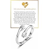 ROYNRAU Granddaughter Hug Ring For Hope Rings, Inspirational Stainless Steel Engarved With “Always With You” Message Adjustable Ring for Women Non Tarnish Jewelry Gift for Her Birthday Christmas
