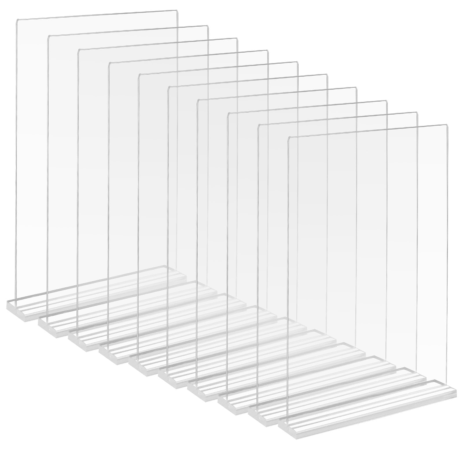 LEXININ 10 Pack A4 Acrylic Sign Holder, T Shape Clear Plastic Acrylic Table Stand, Menu Display Frame Stand for Menu, Poster, Documents