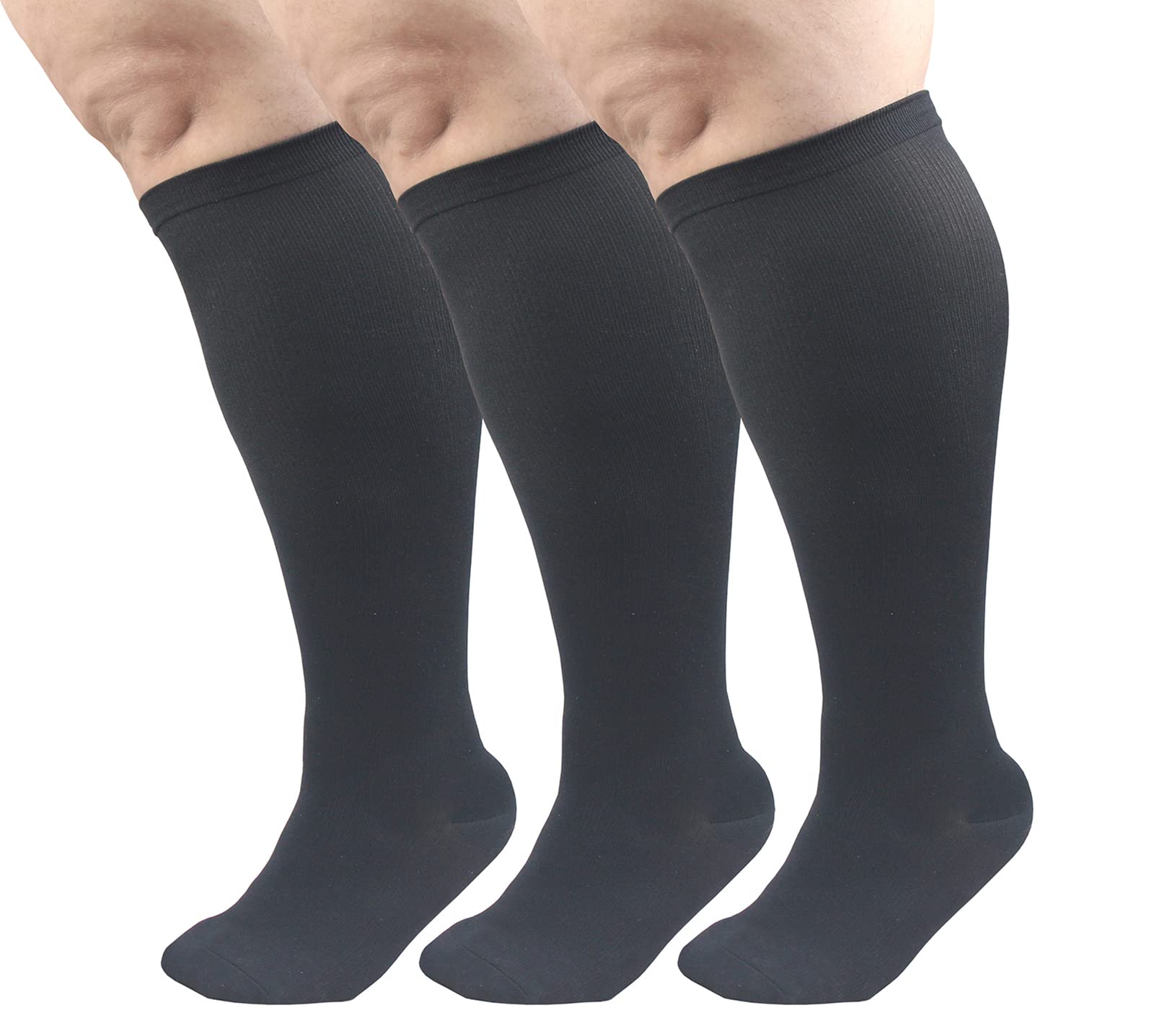 XIMISUN Plus Size Compression socks for women men, flight socks knee high support wide calf compression socks medical for nurse seniors flights fitness cycling