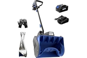 SOYUS Cordless Snow Shovel, 20V Electric Snow Blower, 12-Inch Clearing Width & 20-Ft Snow Throw, with LED Spotlight and Adjus