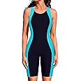 beautyin Women's Boyleg Unitard Swimsuits Racerback Athletic One Piece Bathing Suits Knee Length Bodysuits