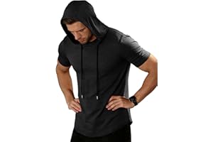 ZITY Short Sleeve Hoodies for Men with Kangaroo Pocket Pullover Hooded T Shirts Summer Gym Shirts Lightweight Sweatshirts
