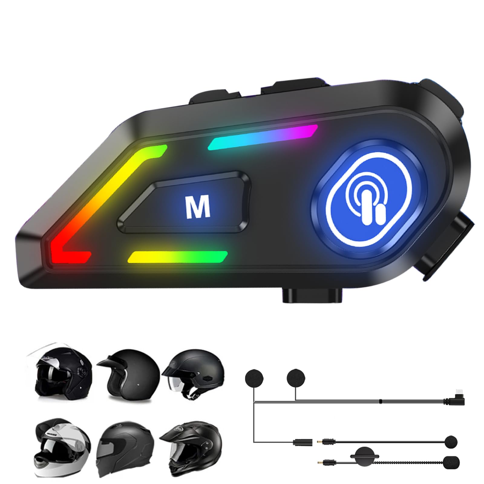 Motorcycle Helmet Bluetooth Headset with Mic IPX6 Waterproof Motorbike Headset Wireless ENC Noise Cancelling Helmet Headphones Bluetooth 5.3 TWS Wireless Motorcycle Earphones for Cycling Riding Skiing