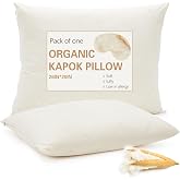 Leinuosen 1 Pack Organic Kapok Pillow, Classic, 26" X 20" | Natural Kapok Fiber Filled Sleeping Pillows, Breathable Cotton Shell, Adjustable Height Soft, Supportive for Comfort Sleeping