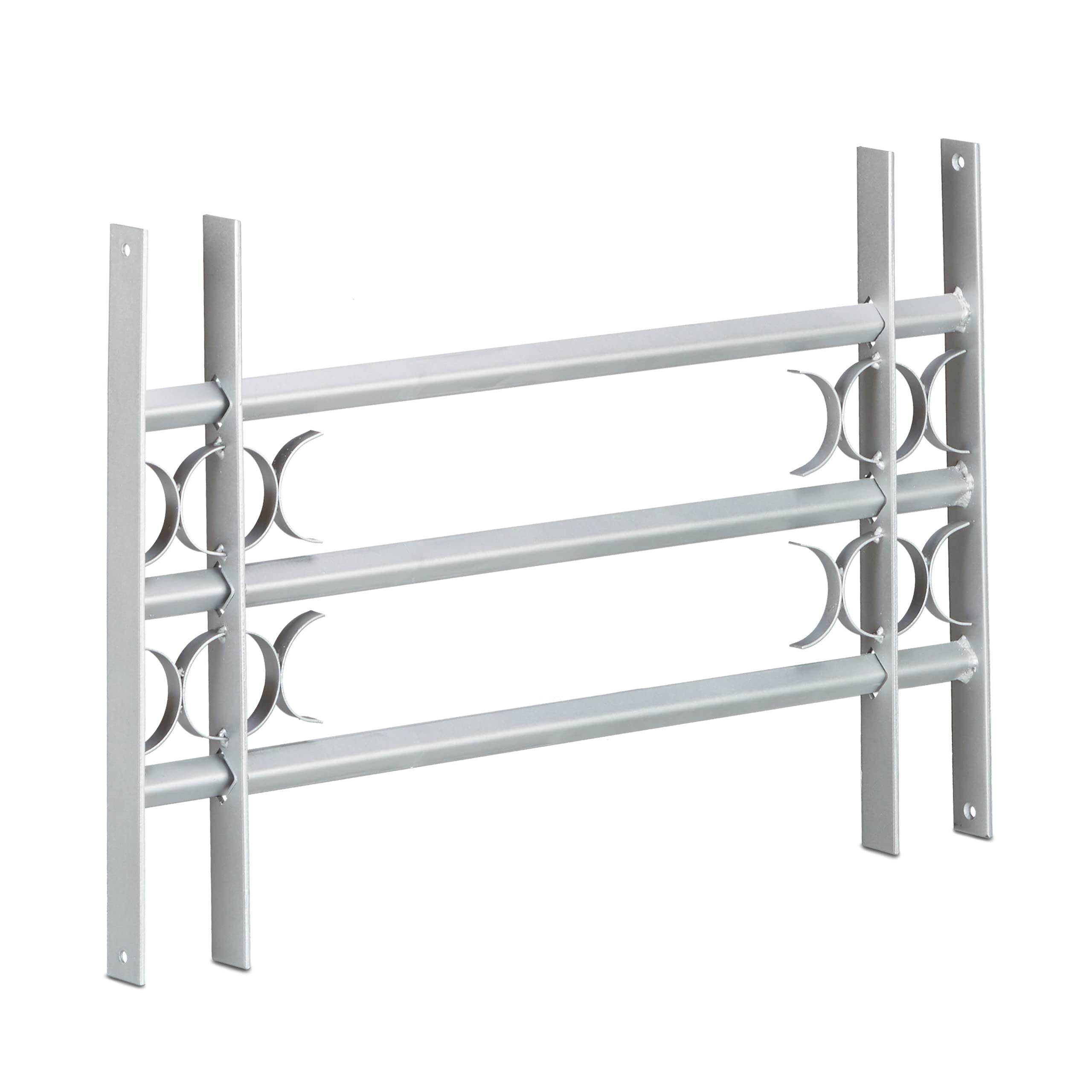 Relaxdays Burglary Protection Window Grille, Pull-Out, Galvanized Steel, 450 x 700-1050 mm, Security Bars, Grey