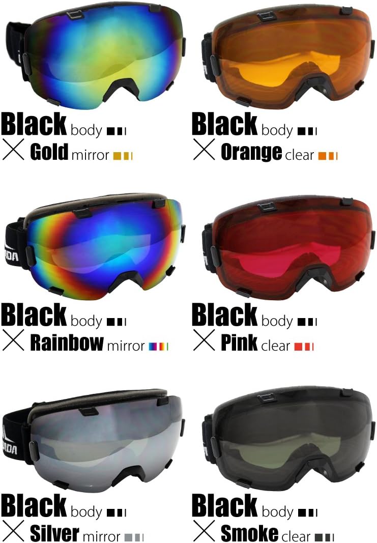 Amazon Dabada ダバダ ゴーグル スノーゴーグル フレームレス 男女兼用 ダブルレンズ メガネ使用可能 専用ハードケース付 くもり止め加工 Uvカット R Bl Si Dabada ダバダ ゴーグル