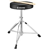 Donner Drum Throne Set, Padded Seat Height Adjustable Drum Stool for Adults, 5A Drumsticks Included, Multiple Iterations, Drummer Gifts for Men Him Teens