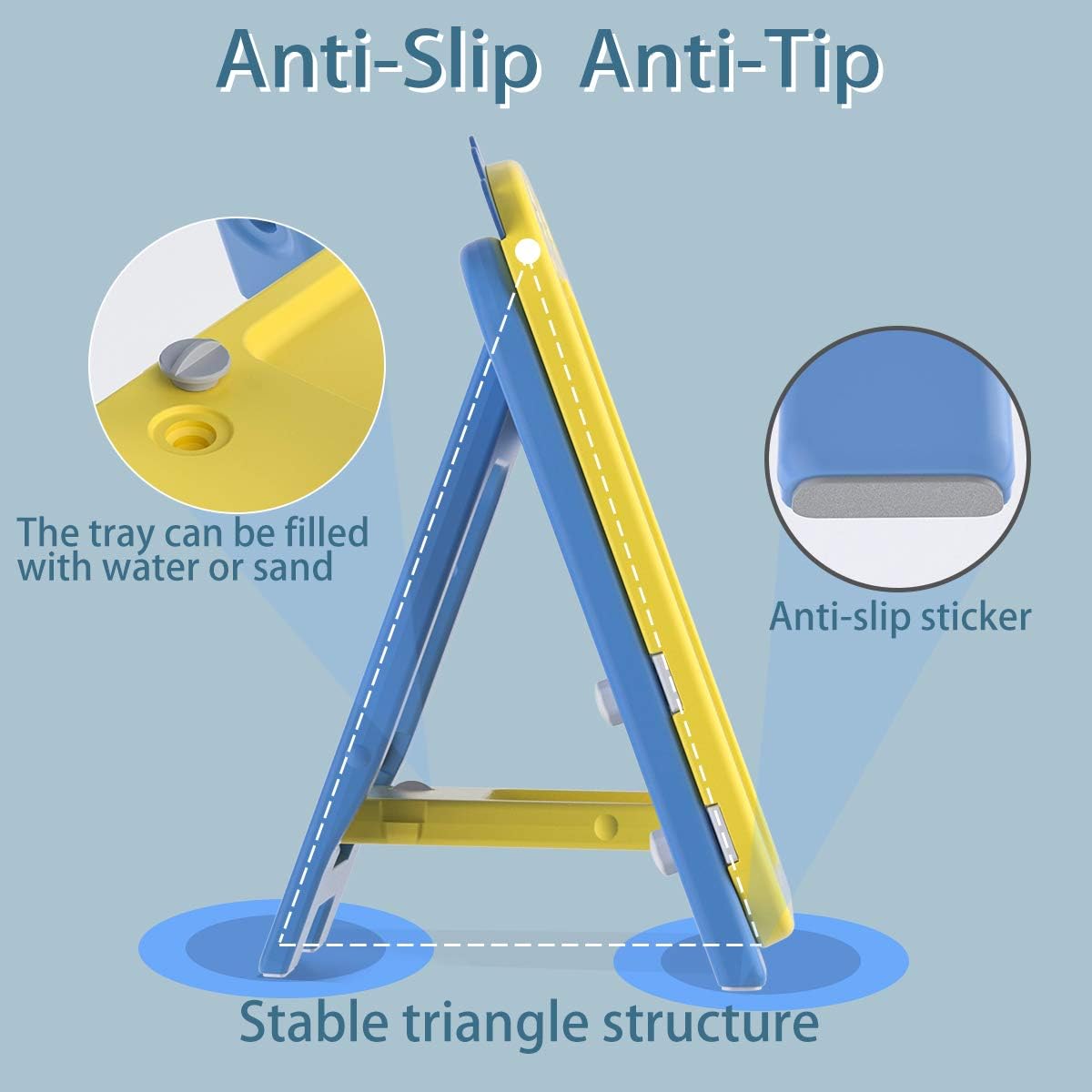 mloong Instant Kids Easel, Height Adjustable Art Easel, Magnetic Dry Erase Board with 16 pcs Number Magnets, Standing Drawing Whiteboard with 8 pcs Watercolor Pen for Toddlers (Yellow): Home & Kitchen