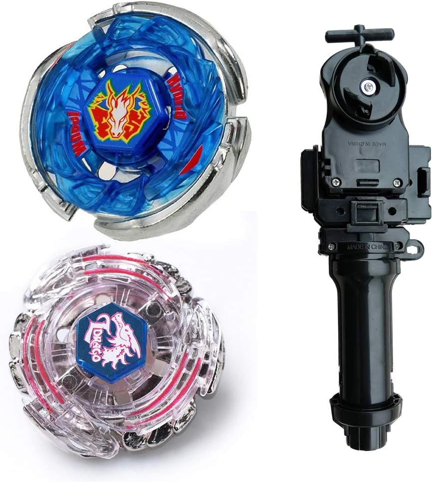 LANZBAO Bey Battling Blades Metal Fusion L-Drago Poison Serpent 105LF BB43 and BB-28 Storm Pegasus Metal 4D High Cosmic Pegasus with Black Launcher+Grip