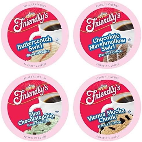 40 Count Friendly's Variety Coffee 2.0 Flavored including Mint Chocolate Chip, Butterscotch Swirl, Vienna Mocha Fudge and Chocolate Marshmallow Swirl (4 FLAVORS)