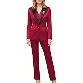 Women's 3 Pieces Satin Suit Black Peak Lapel Fashion Outfits Casual Party Wedding Blazer Jacket Vest Pants Set