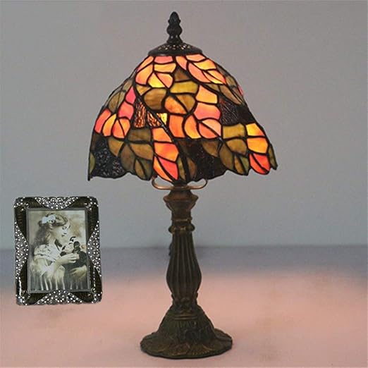 FUSKANG 15 Zoll Tiffany-Art-Tabellen-Lampen-Weinlese-Pastoral Blatt