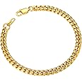 ChainsPro Cuban Link Bracelet for Mens, 6/10/14 mm, 19-21CM Length, 18K Gold Plated/316L Stainless Steel/Black-With Gift Box