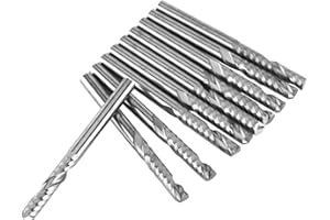 10pcs 1/8" Shank Single Flute End Mill Bits CNC PVC MDF Cutting Tool 3.175mm Diameter 22mm Cutting Length
