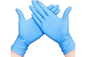 Pack of 100 Nitrile Disposable Gloves, Powder Free, Latex Free, Food Grade Kitchen Gloves,Cleaning Gloves (Blue, Small)