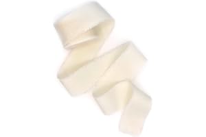 LINENLARK Ivory 1 inch wide 5 yds frayed edges handmade cotton ribbon hand dyed for Rustic wedding invitation ties favors gift wrapping Party decor bows Florist Bouquet supplies Flat lay props