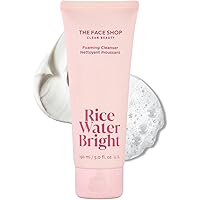 The Face Shop Rice Water Bright Foaming Facial Cleanser with Ceramide, Gentle Face Wash for Hydrating & Moisturizing, Vegan F