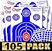 105-PACK Shooting Targets, High-Contrasting Blue & Red Colors Make it Easy to See Your Shots Land, Heavy-Duty Silhouette Paper Sheets - 150 Free Repair Stickers, Close to Wholesale Prices.