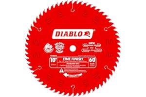 Diablo Fine Finish Saw Blade for Wood - Ultra-Smooth Cuts, 60 Hi-ATB Teeth, 10" Diameter, .098" Kerf, 5/8" Arbor - D1060X