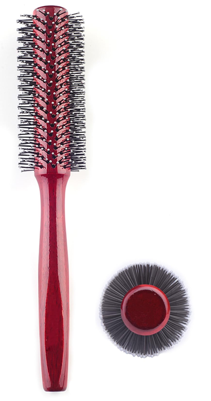 PERFEHAIR Small Round Hair Brush for Blow Drying With Soft Nylon Bristles, 1.6 Inch, for Short or Medium Curly Hair-Red
