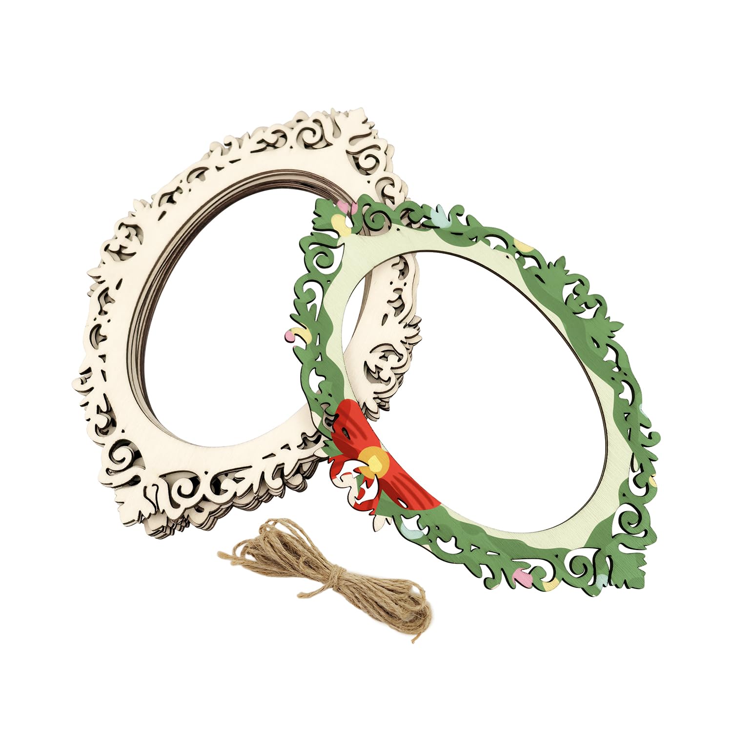 Photo 1 of 10 Pack 8 Inch Wood Oval Frame Cutouts Unfinished Wood Oval Frame Crafts for Home Party Decoration