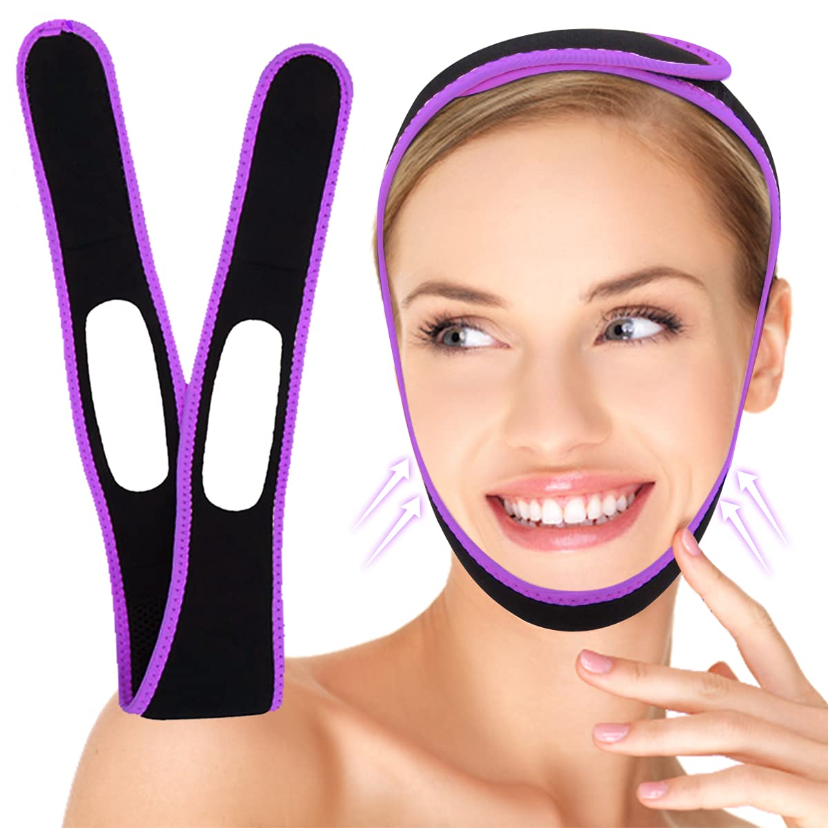 Mimeio Facial Slimming Strap, Face Lifting Belt, Double Chin Reducer, V Shape Line Lifting Chin Strap Anti Wrinkle Belt for Women Men Keep Young Eliminates Sagging Skin Lifting Firming Anti Aging