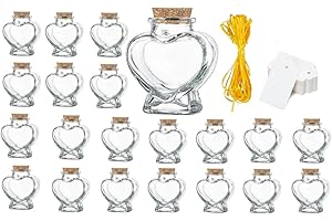 zmgmsmh Mini heart jars small heart shaped glass jars with cork lids candy jars bridal shower favors jars memo jiars perfect amount about 3 ounces holding sands, shells,candies etc (20 pieces)