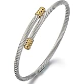 COOLSTEELANDBEYOND Thin Stainless Steel Twisted Cable Cuff Bangle Bracelet for Mens for Women