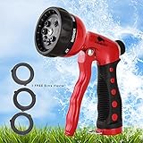 BEST Premium Durable Garden Hose Nozzle - Hand Sprayer Heavy Duty 8 Adjustable Pattern Metal Watering Gun - High Pressure - Perfect for Garden Plants Lawn Car Wash Cleaning Washing Dogs & Pets (1)