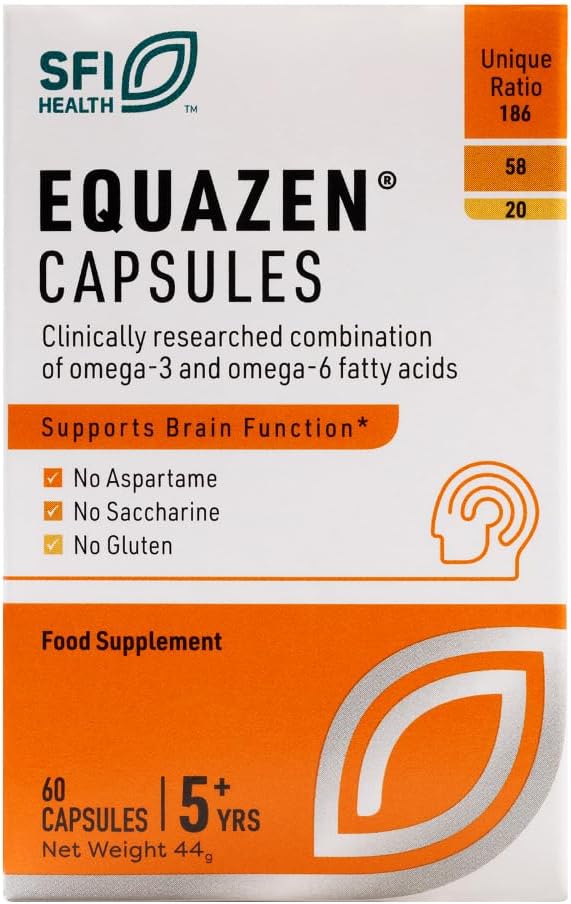 Equazen Omega 3 & 6 Capsules Brain Support 60 Pack DHA EPA GLA Halal