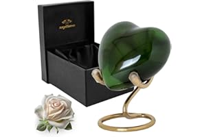 ANGELFOREVER Heart Keepsake Urn for Human Ashes – Handcrafted Mini Metal Cremation Urn with Stand & Velvet Gift Box | Elegant Memorial Keepsake for Loved One’s Ashes | Symbol of Eternal Love & Remembrance